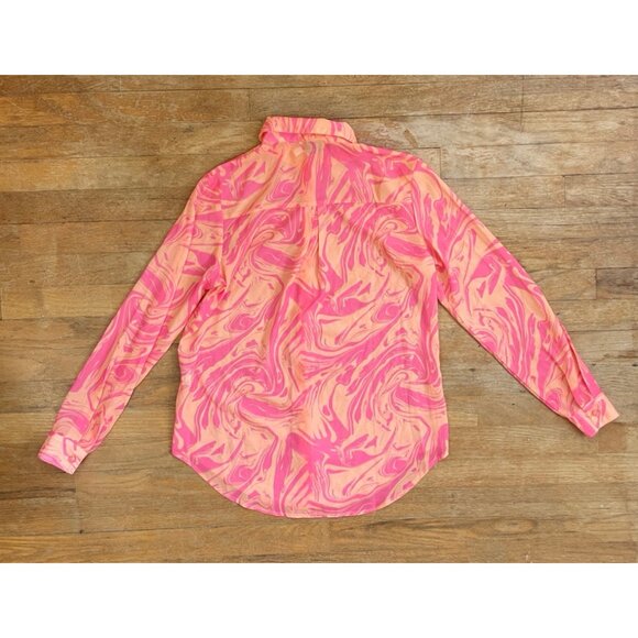 Princess Polly Blouse Long Sleeves Sheer Unlined Pink Orange Marble Mae Size 0 - Picture 3 of 3